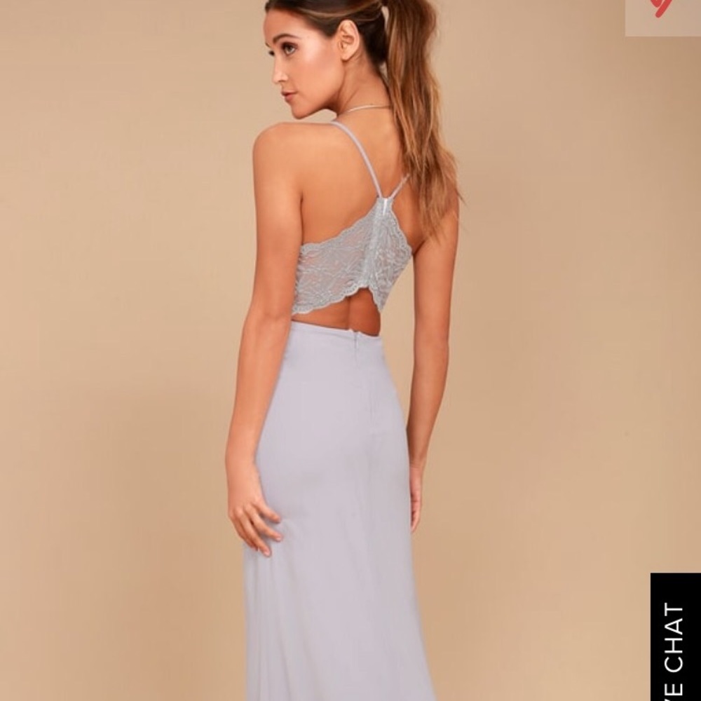 NWOT Lulu backless lace long slip dress
